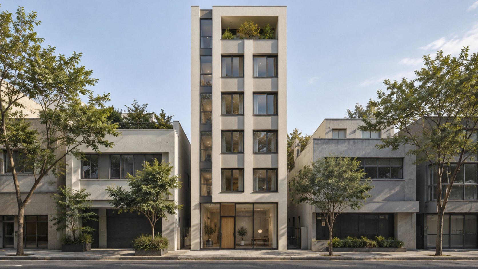 Original AI concept 19: Narrow commercial frontage